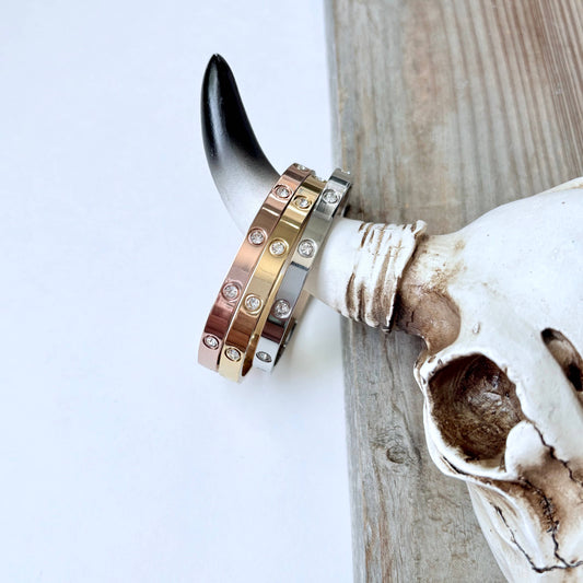 Rhinestone Love Style Bangle Bracelet
