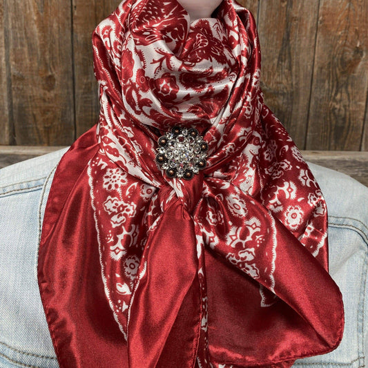 35X35" Red & Cream Paisley Wild Rag/Scarf -Copper Clear Slide WRC143B
