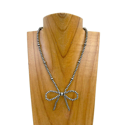 Navajo Pearl Beads with Bow Tie Necklace