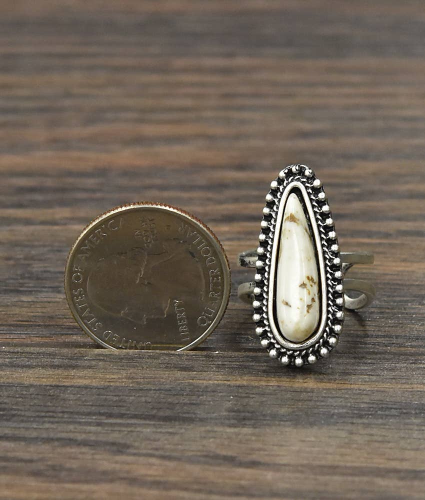 White Turquoise Adjustable Ring