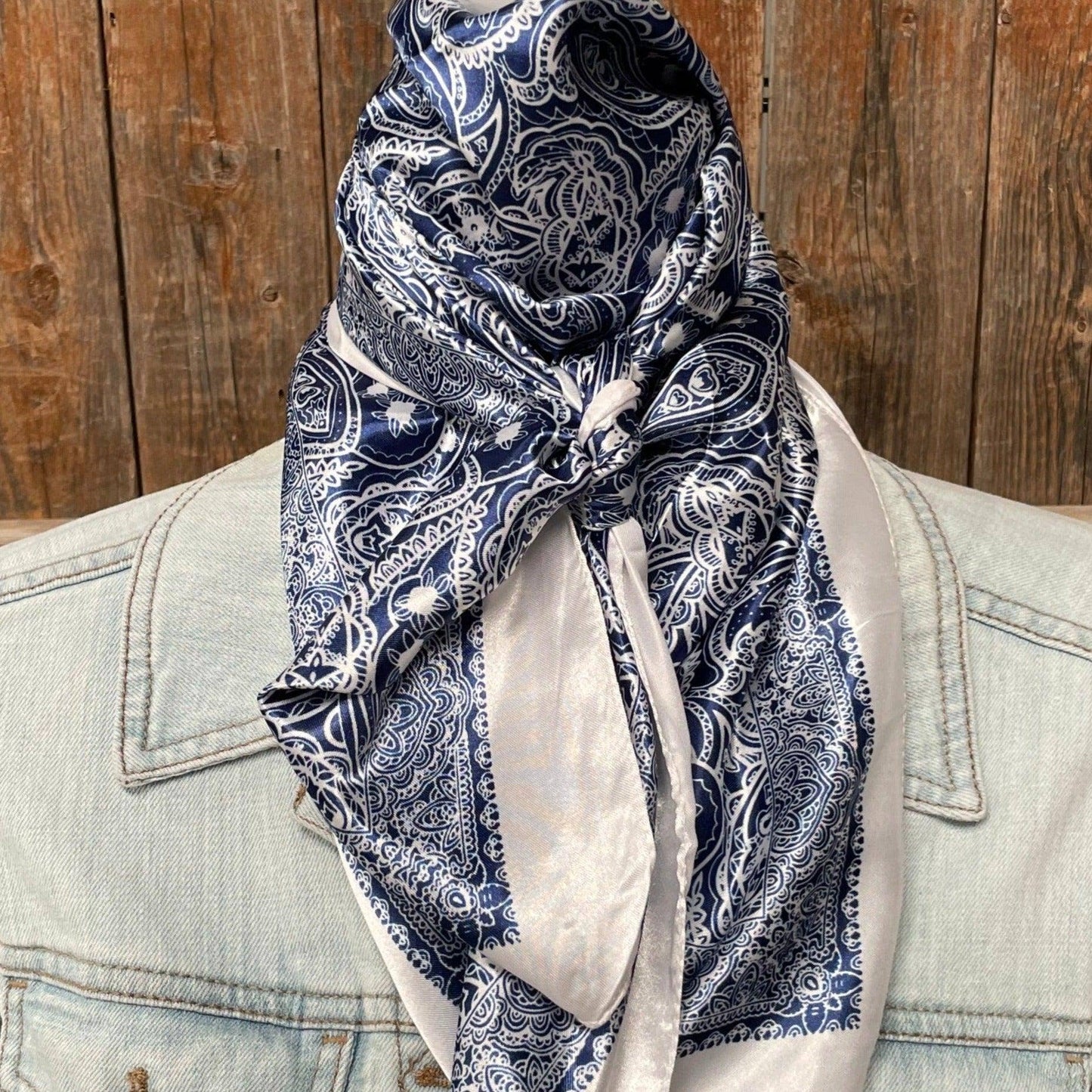 35X35"  Blue & White Paisley Wild Rag/Scarf WR3403