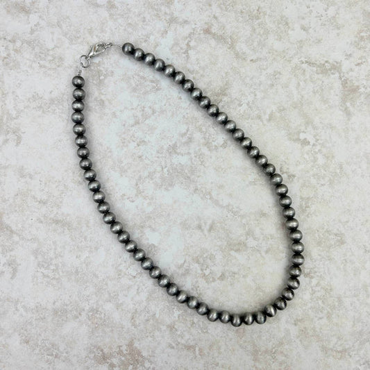 17 Inches 8mm silver Navajo pearl bead Necklace