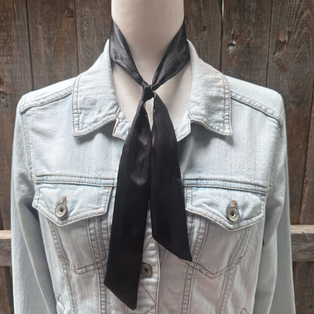 Black  Western Skinny Mini Wild Rag Scarf / Cowgirl Necktie #TW300