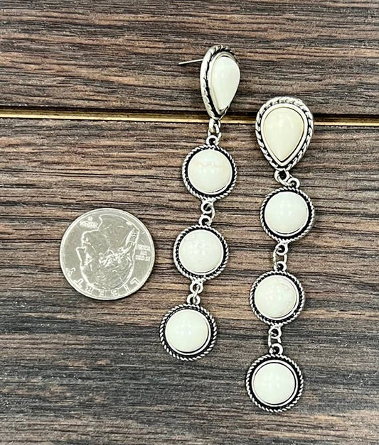 Handmade White Turquoise Post Earrings