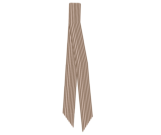 Tan Silk Twilly Scarf with Brown Rope Stripes