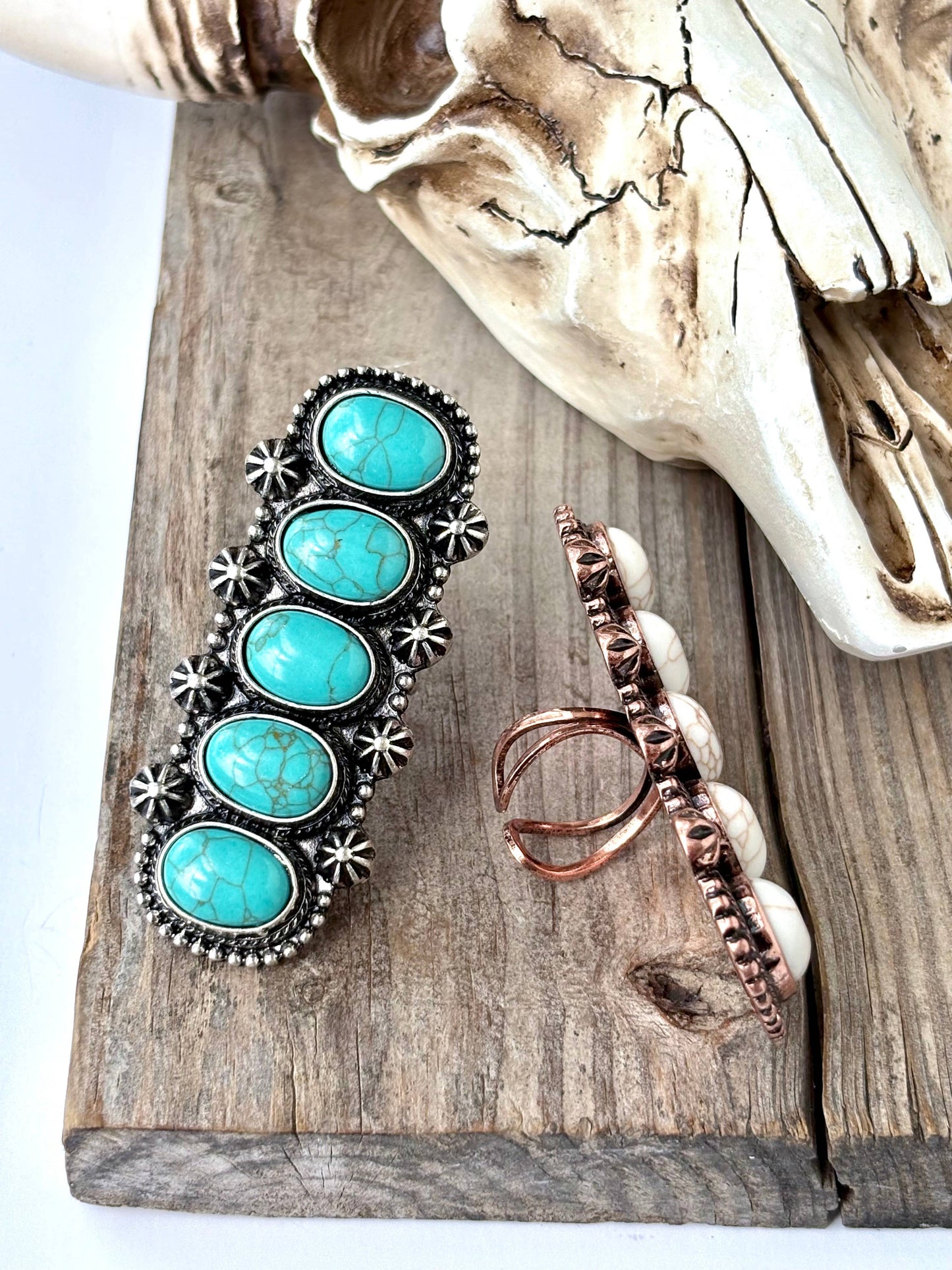 Western Concho Chunky Cuff Ring with Stone