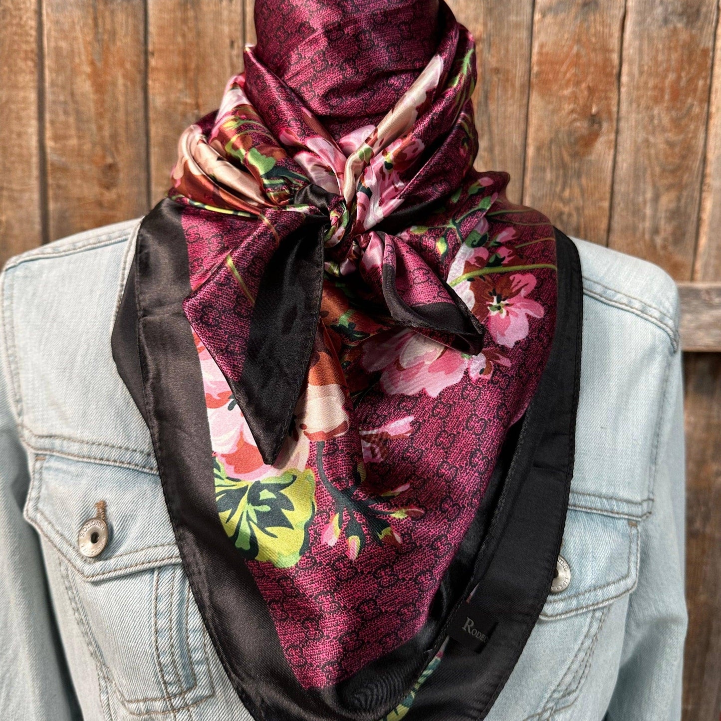 35X35"  Dark Pink Cherry Blossom Wild Rag / Scarf WR407