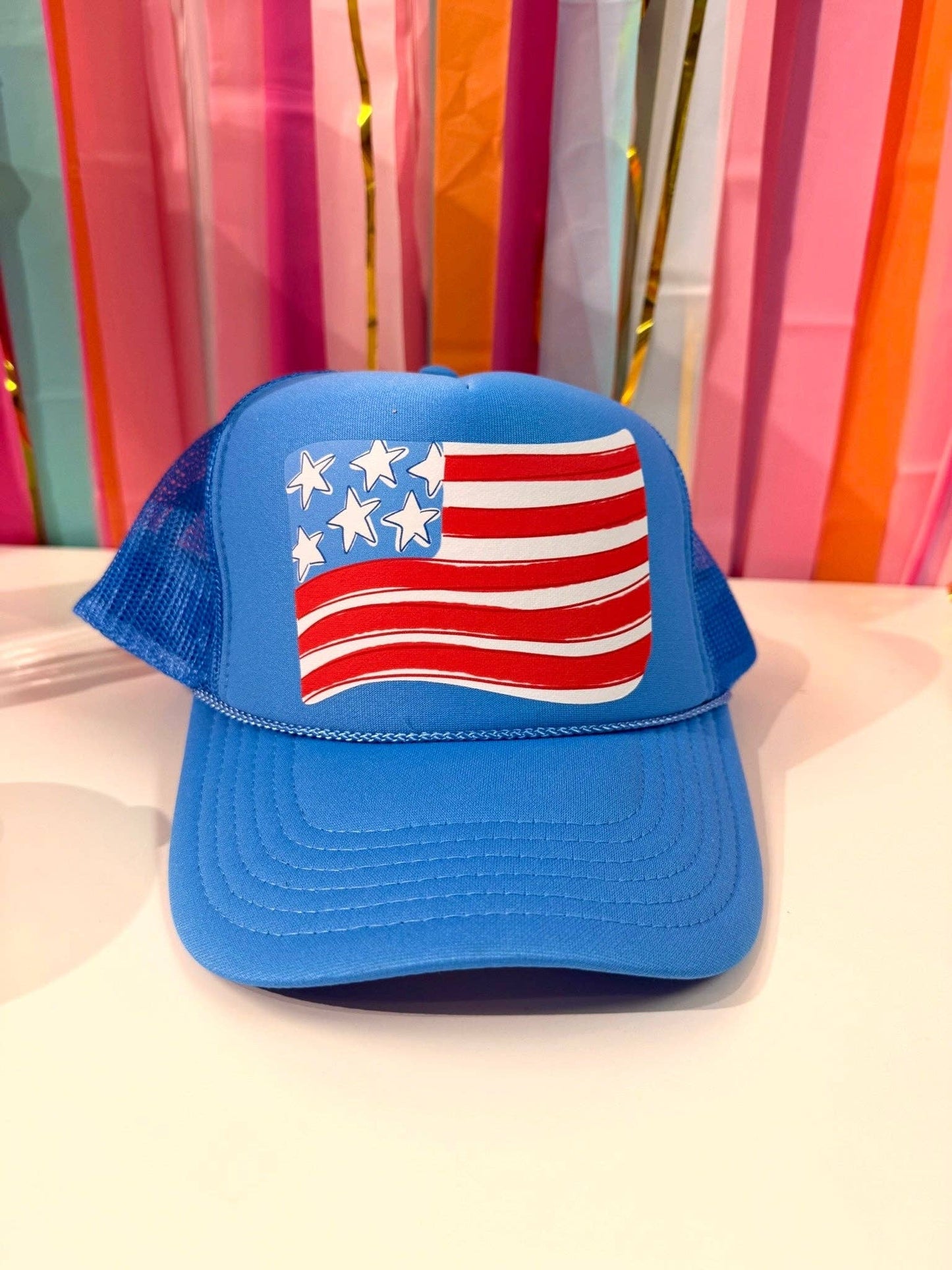 American Flag Blue Trucker Hat