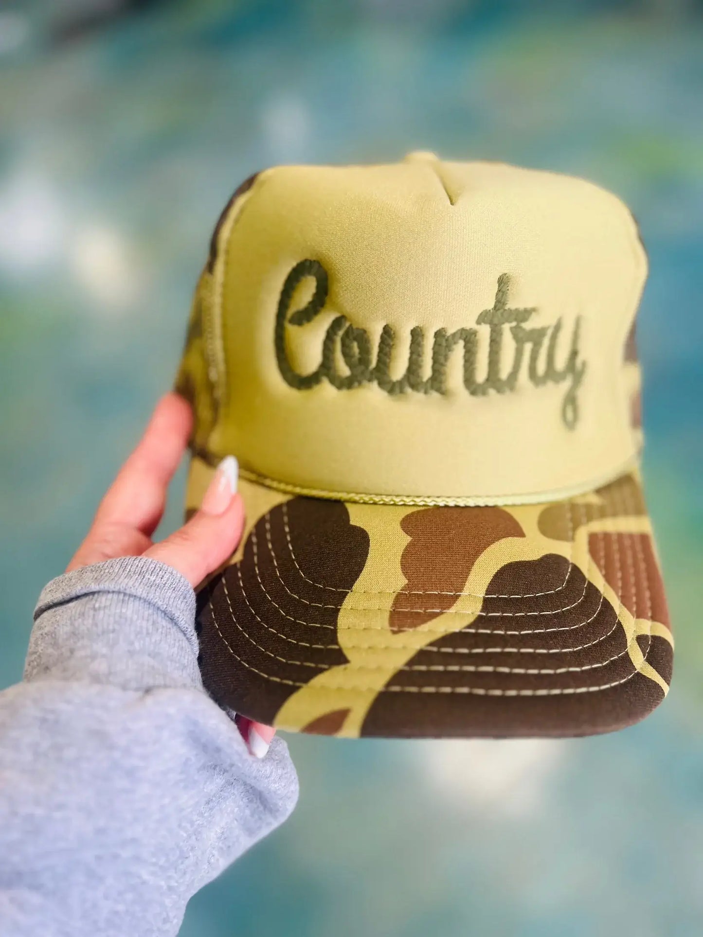 Country Rope Embroidery - Otto Camo Olive Trucker Hat