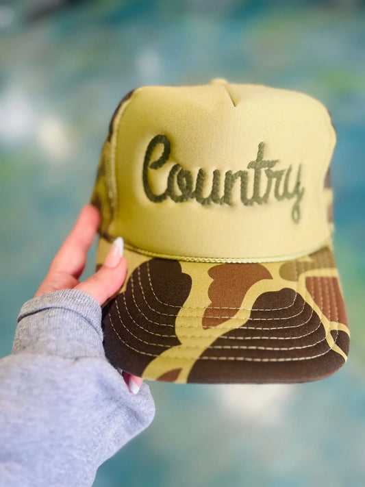 Country Rope Embroidery - Otto Camo Olive Trucker Hat