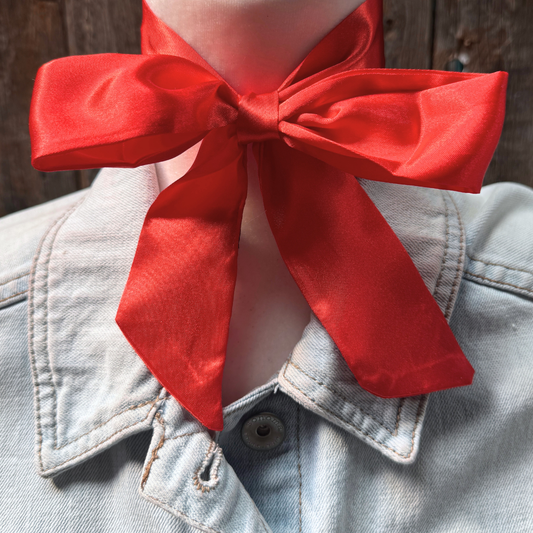 Electric Red Western Skinny Mini Wild Rag Scarf / Cowgirl Necktie #TW306