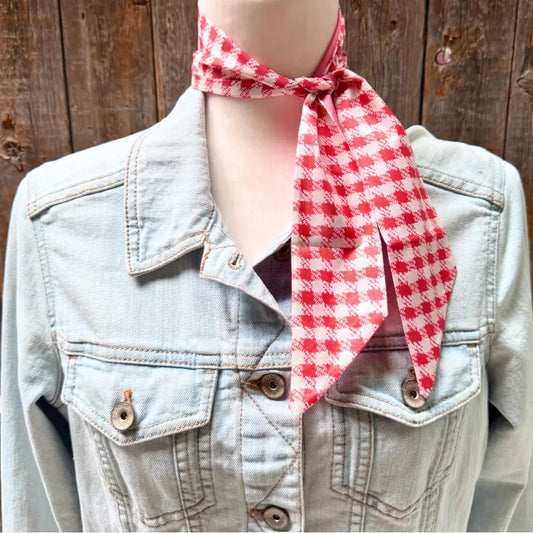 Red and White Western Skinny Mini Wild Rag Scarf / Cowgirl Necktie #TW124