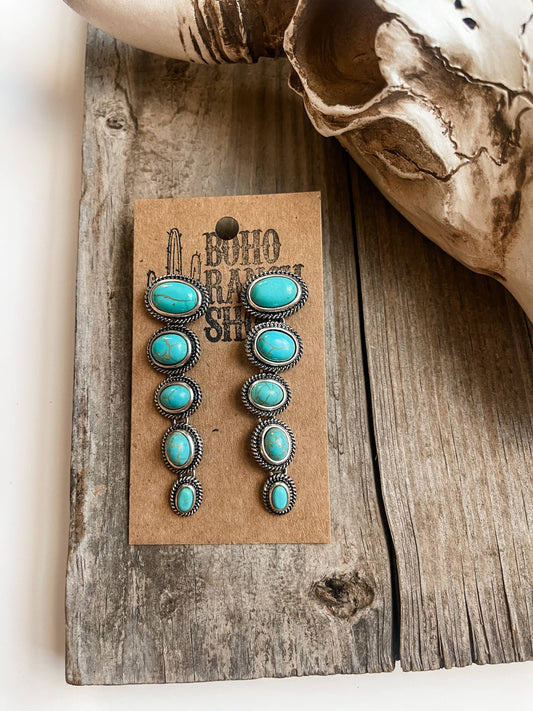 Western Dangle Turquoise Stud Earrings