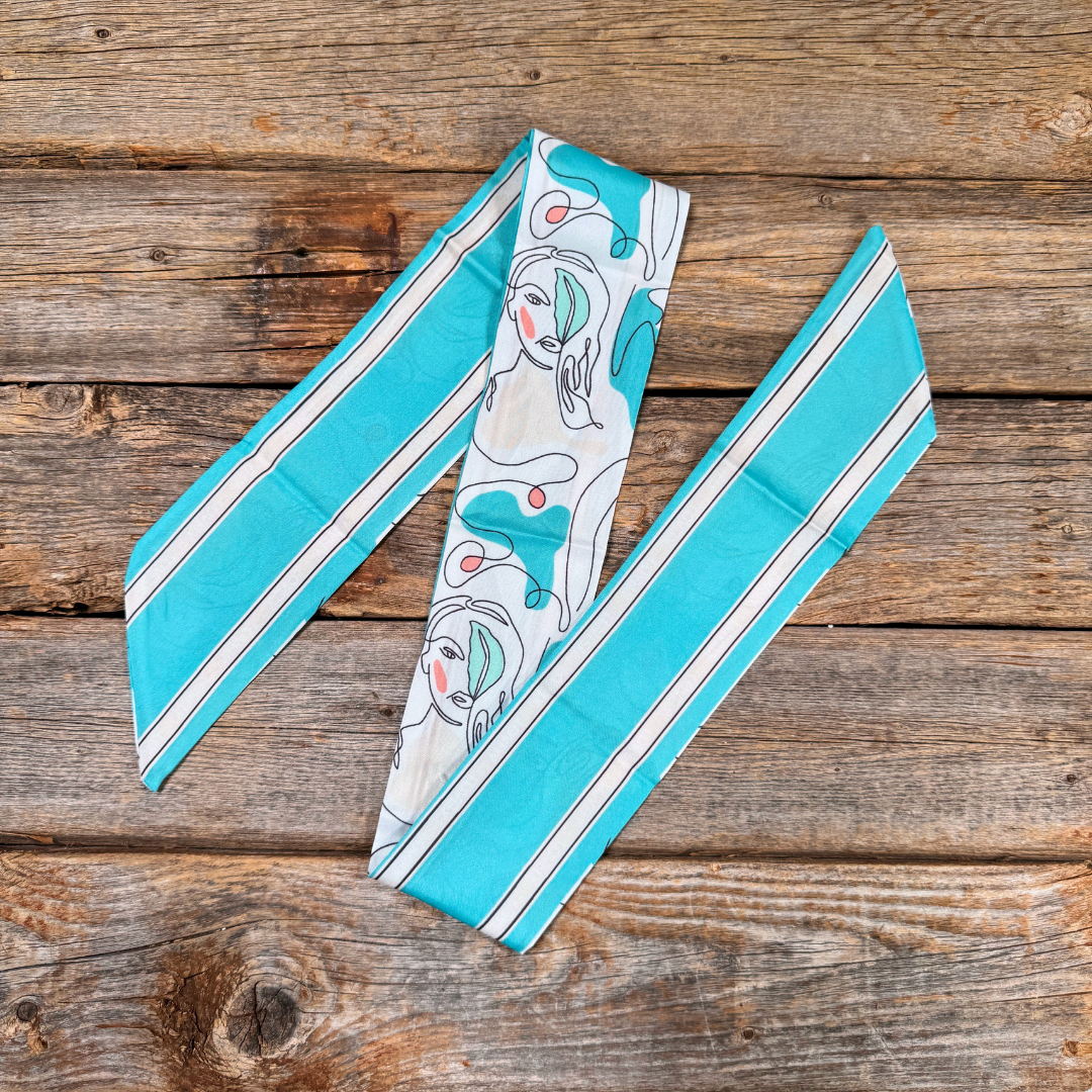 Turquoise Western Skinny Mini Wild Rag Scarf / Cowgirl Necktie #TW129