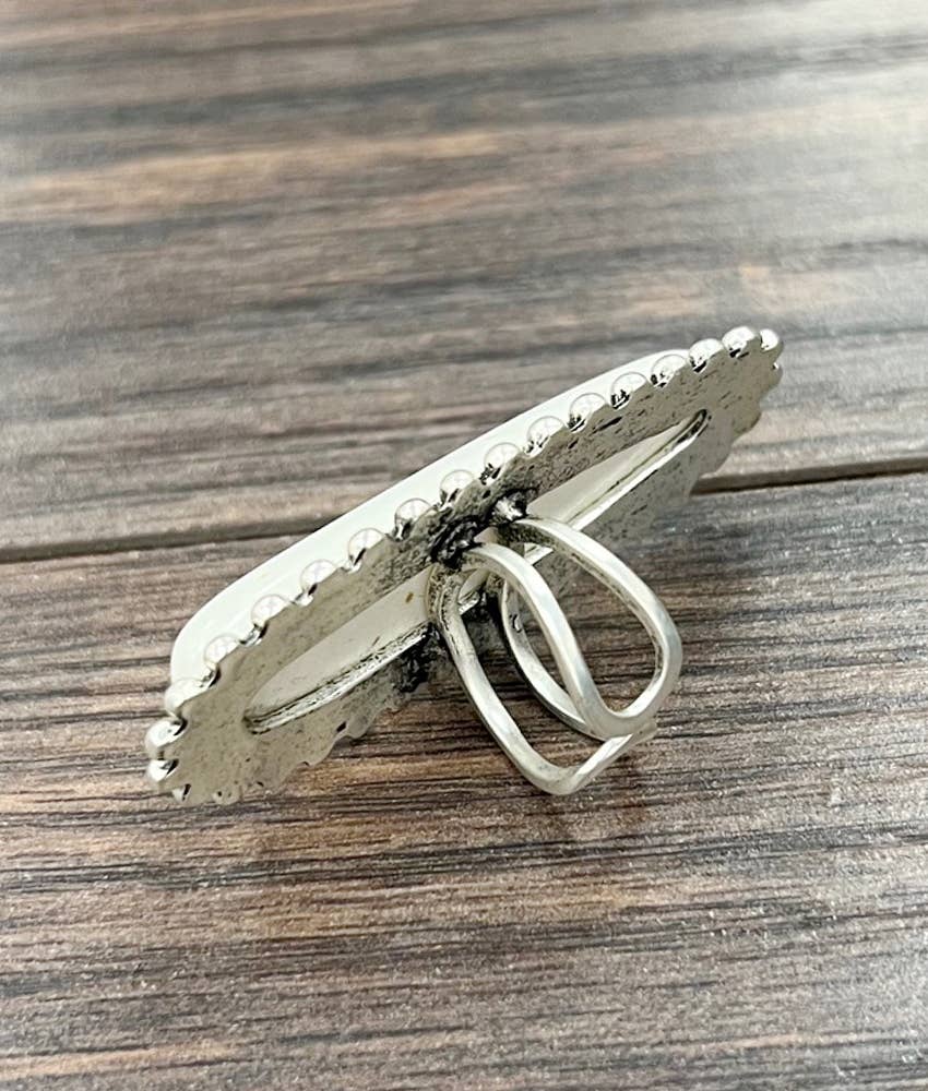 White Turquoise Adjustable Ring