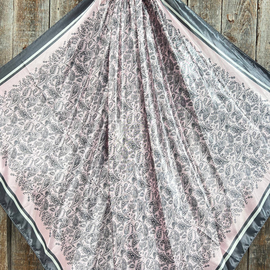 35X35"  Pink & Grey Paisley Wild Rag/Scarf WR3409