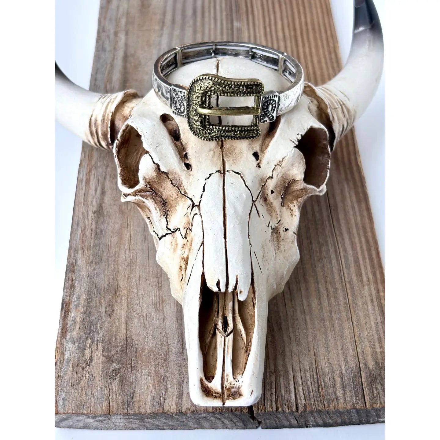 Western Belt Buckle Bar Bangle Stretch Bracelet