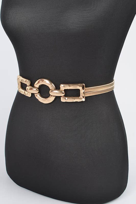 Hammered Metal Buckle Plus Size Stretch Belt HB8656