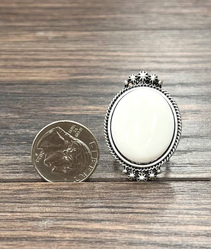 White Turquoise Adjustable Ring