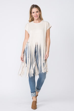 Faux Suede Short Sleeve Top