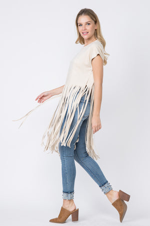 Faux Suede Short Sleeve Top