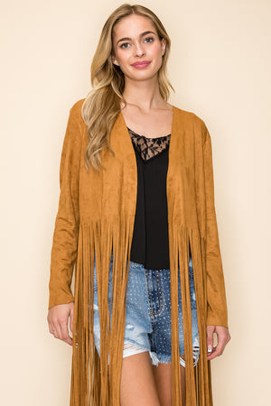 FRINGED LONG SUEDE JACKET