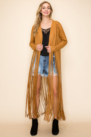 FRINGED LONG SUEDE JACKET