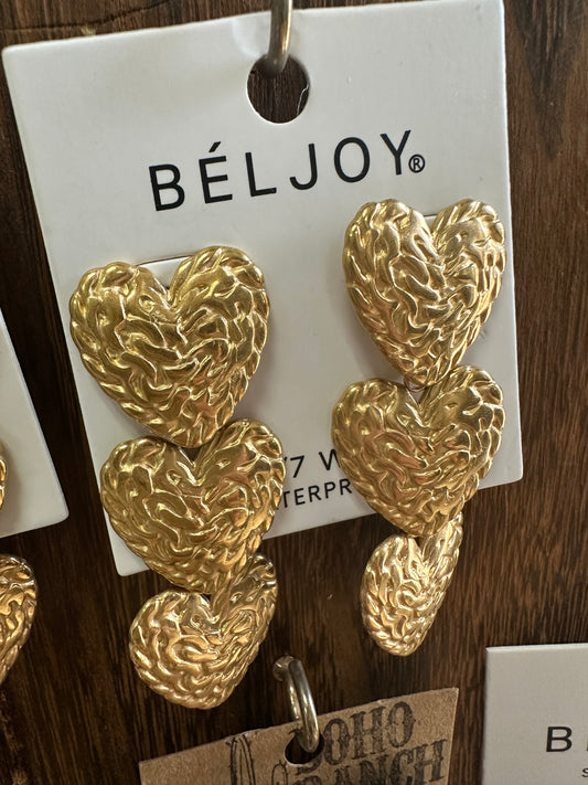 Evian Textured Heart Earrings