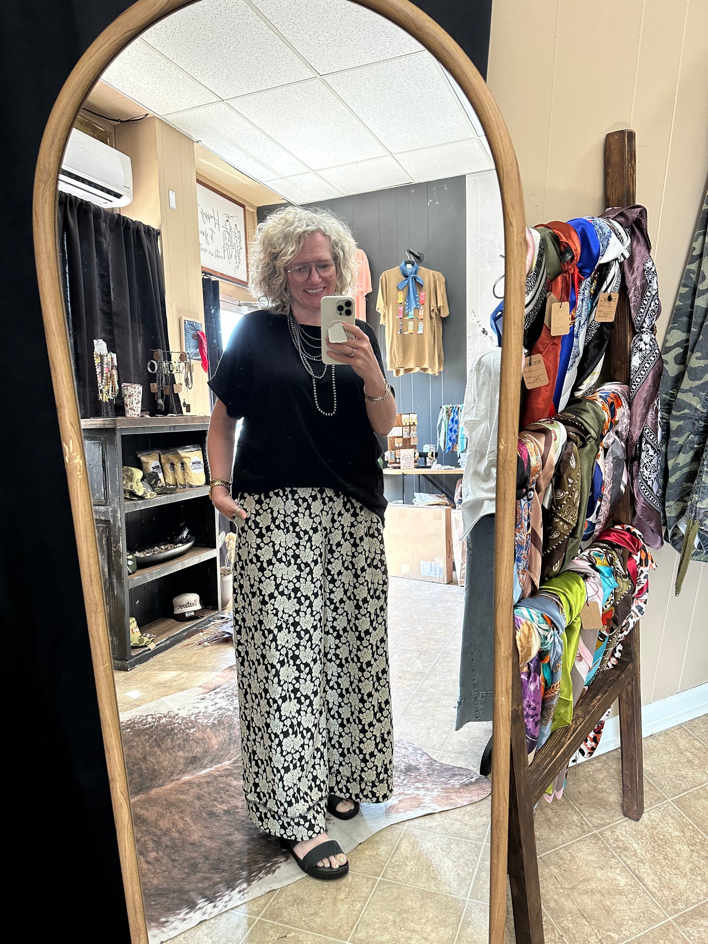 Bloom & Stripe Wide Leg Pants