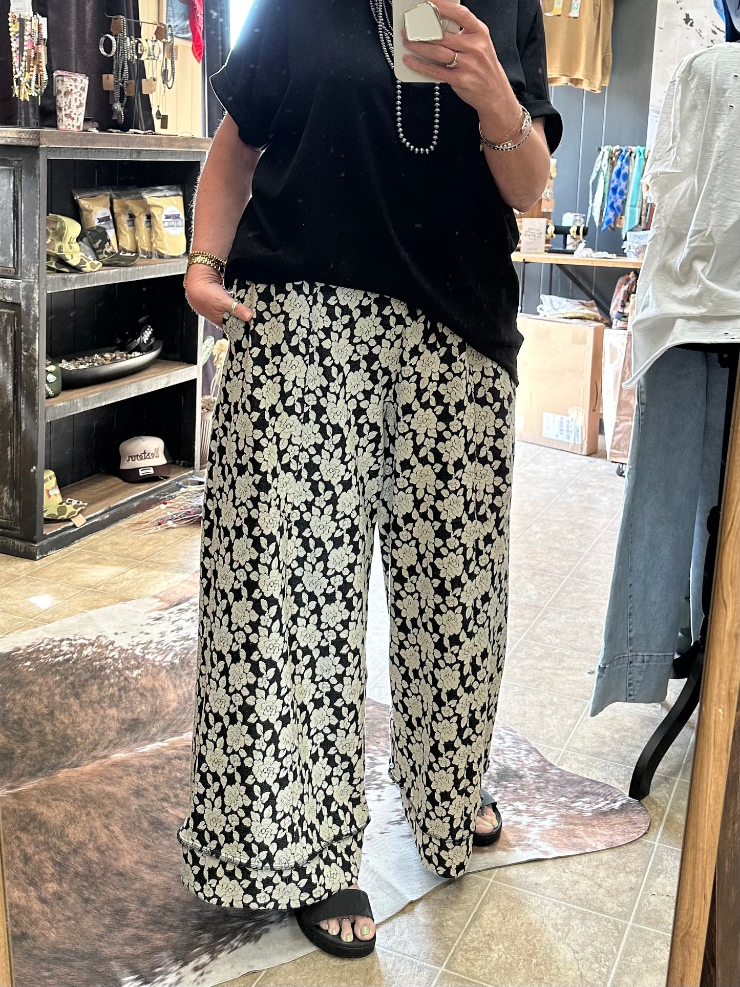 Bloom & Stripe Wide Leg Pants