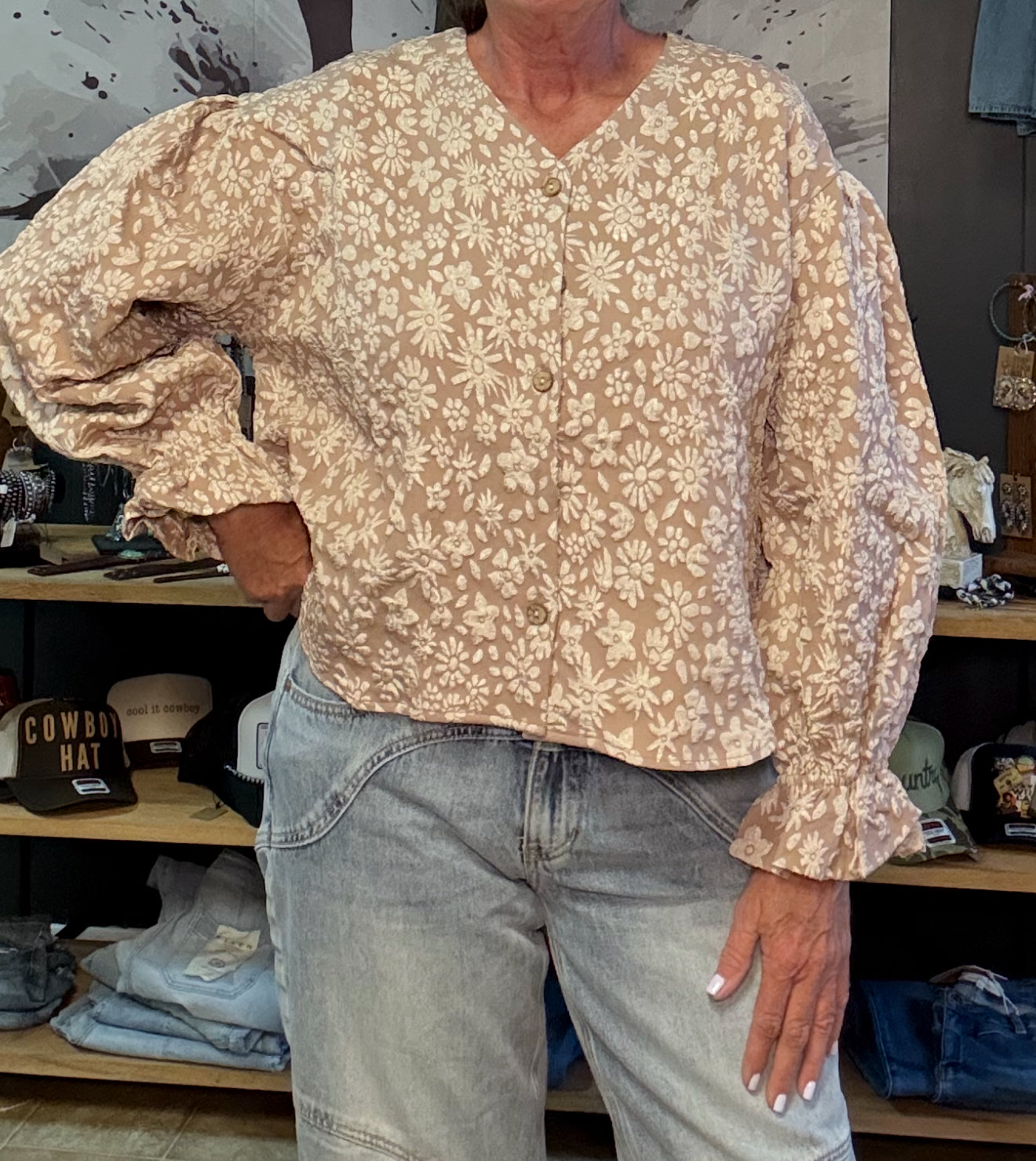 Rodeo Rose Mocha Top