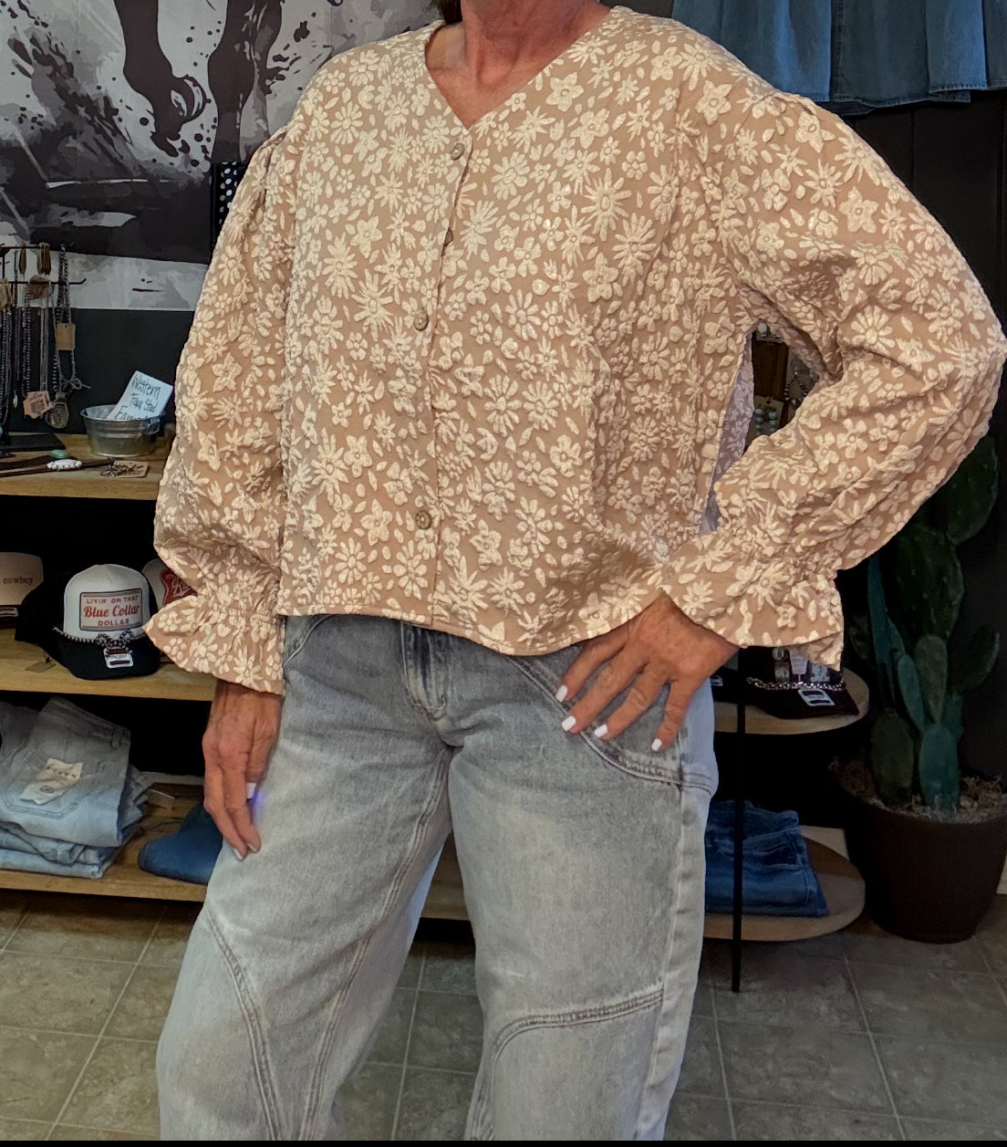 Rodeo Rose Mocha Top