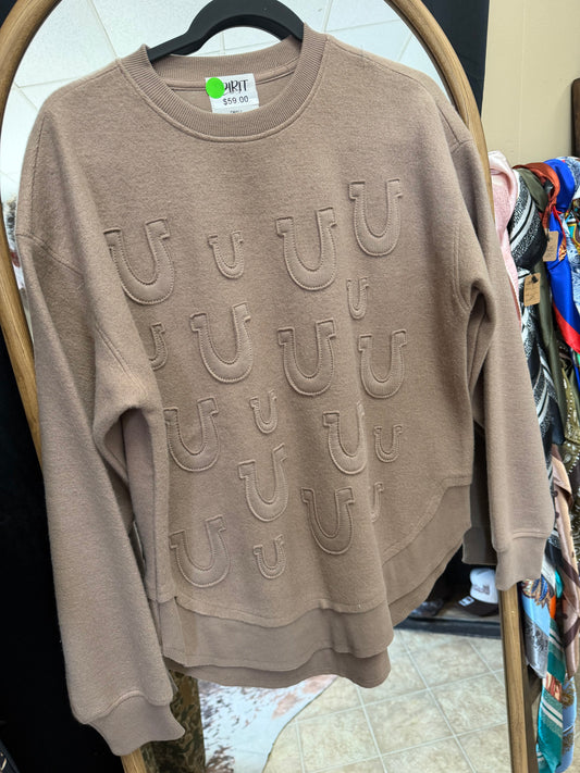 Horseshoe Appliquéd Poncho Sweatshirt