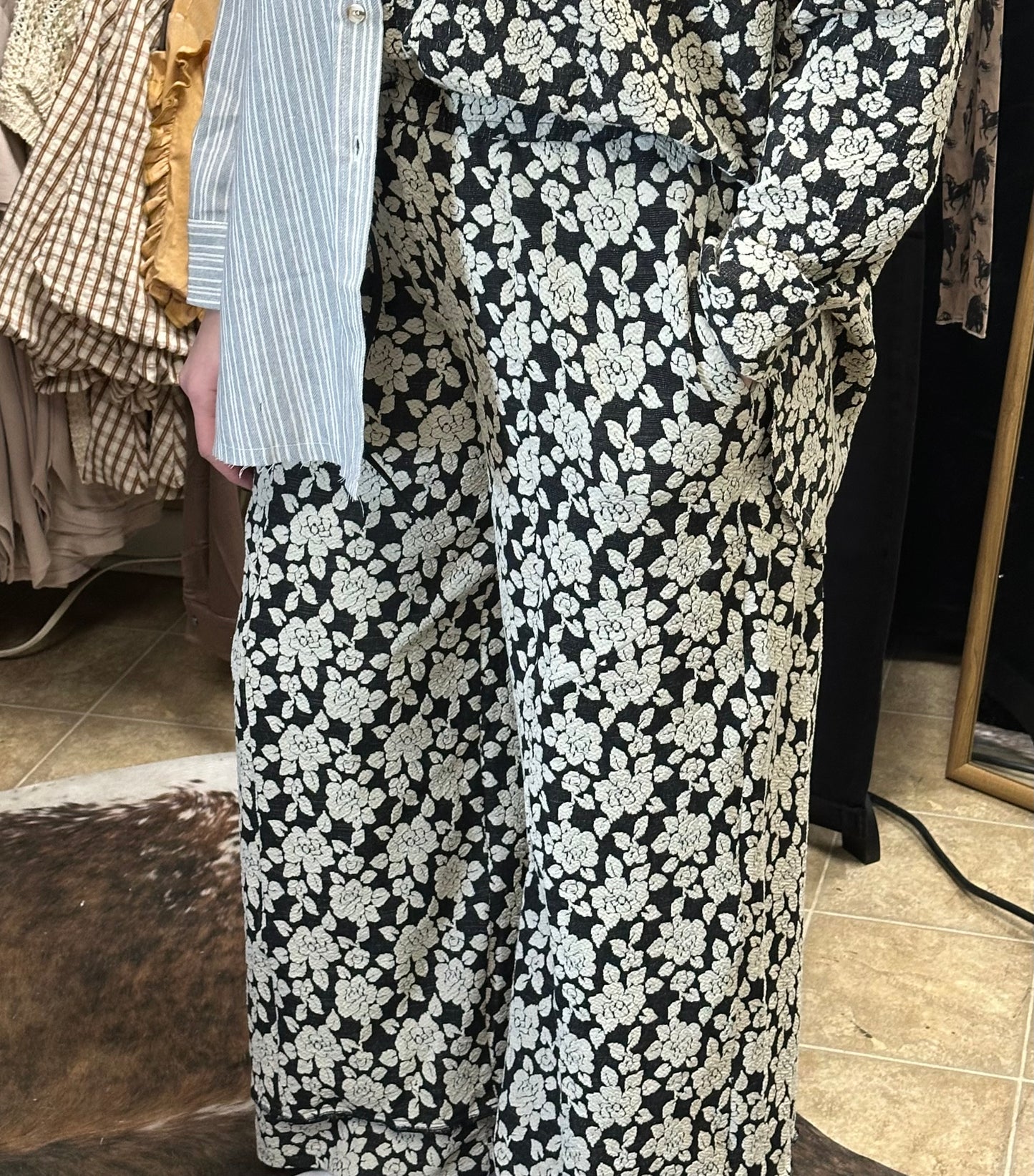 Bloom & Stripe Wide Leg Pants