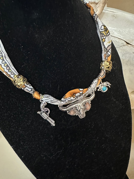 Longhorn Western Bandana Necklace