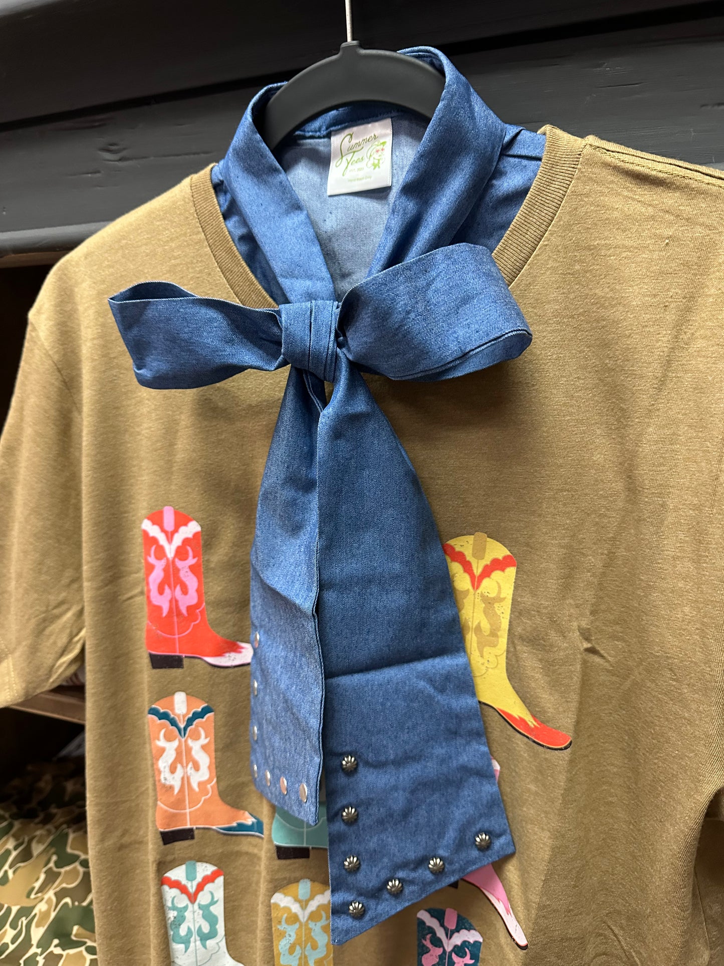 Denim Bow Collar