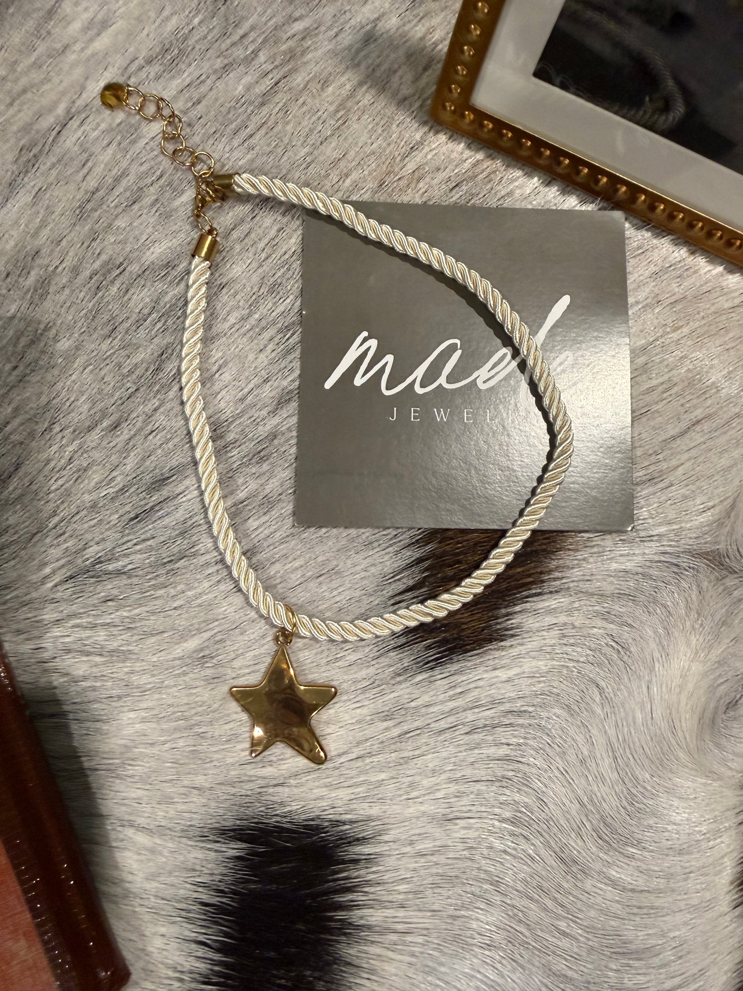 Cord Necklace with Gold Star Pendant