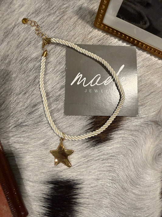 Cord Necklace with Gold Star Pendant