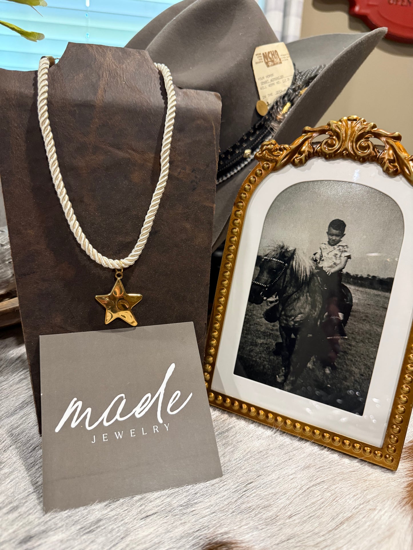 Cord Necklace with Gold Star Pendant