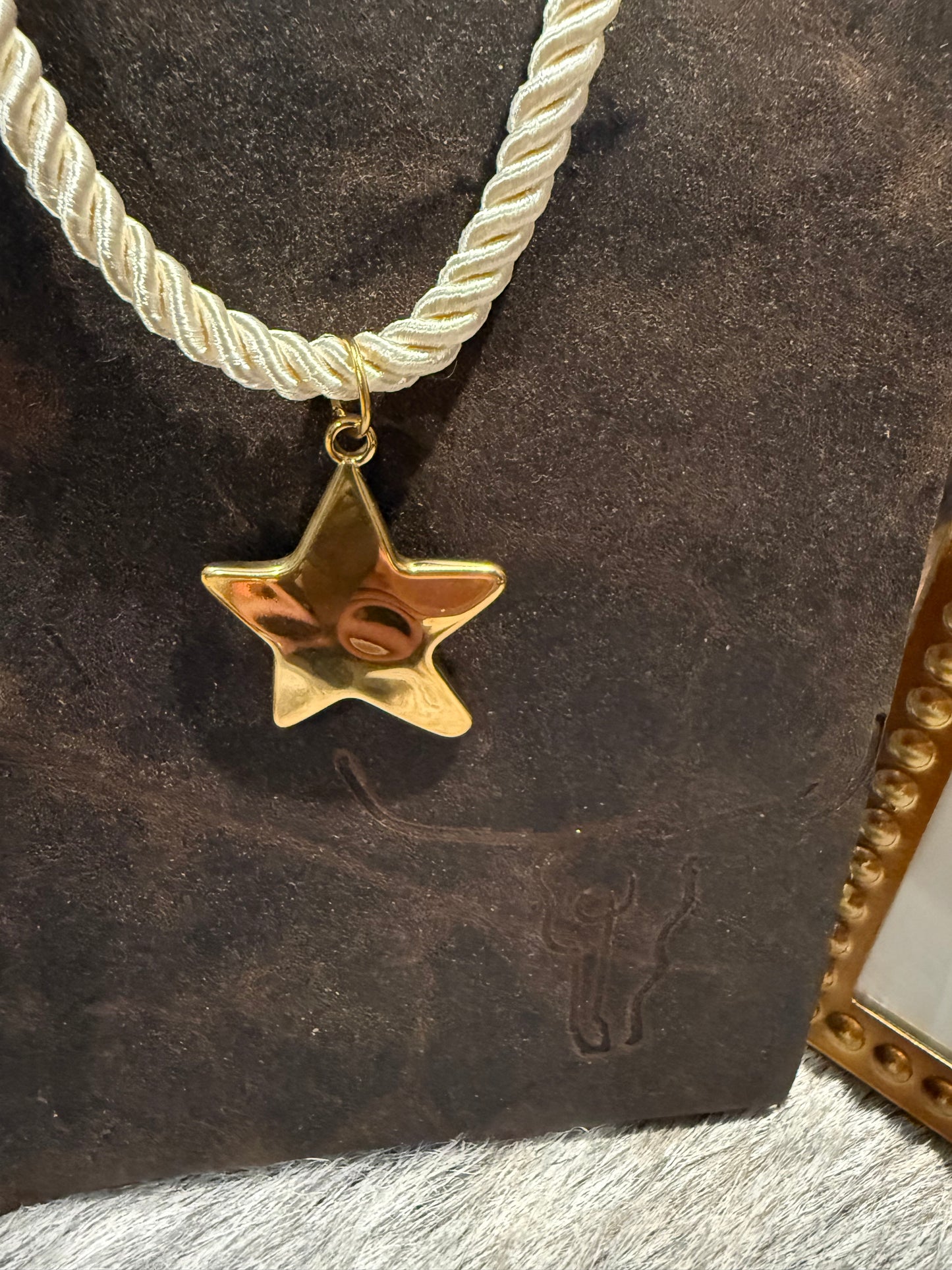 Cord Necklace with Gold Star Pendant