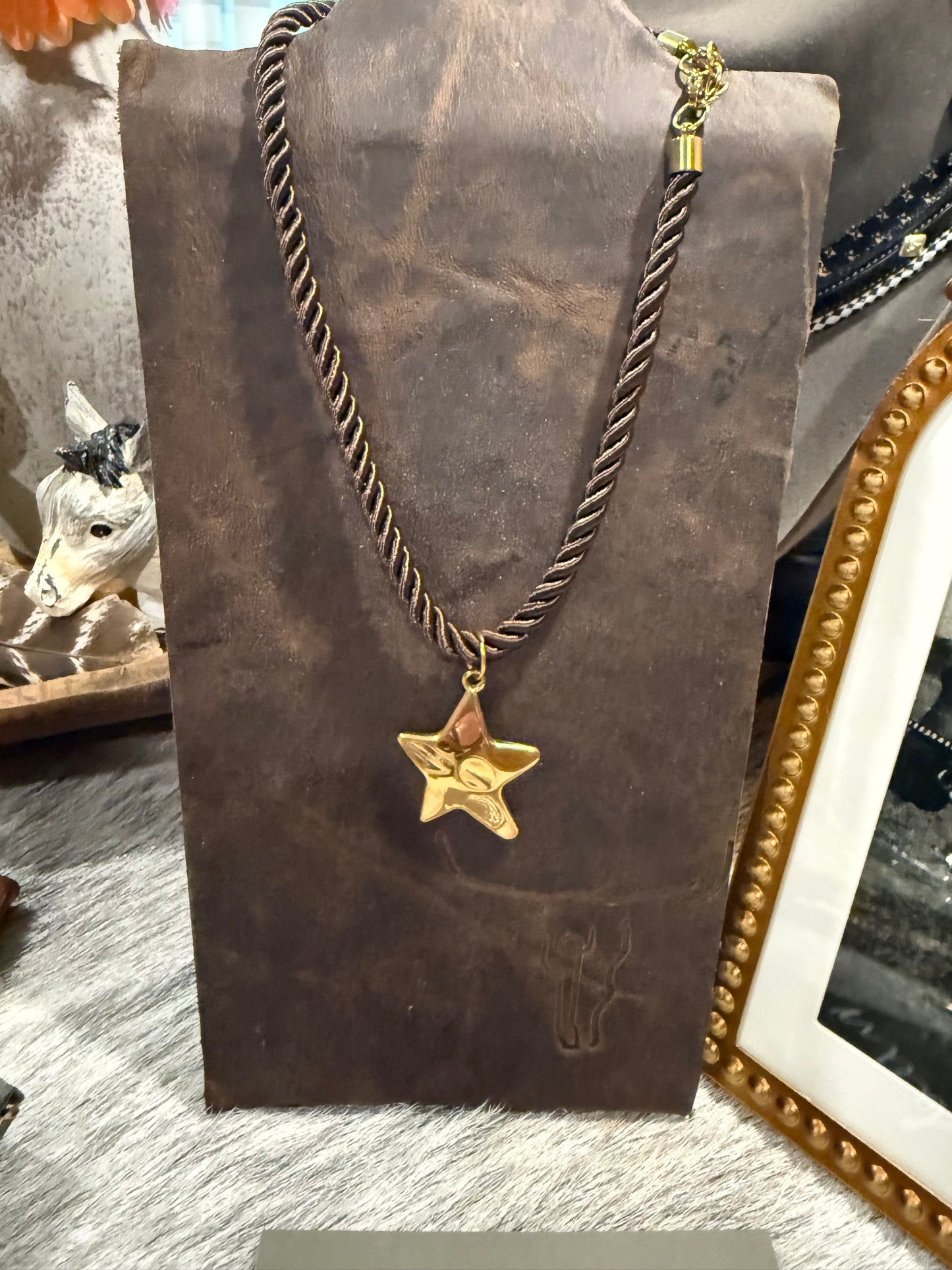 Cord Necklace with Gold Star Pendant