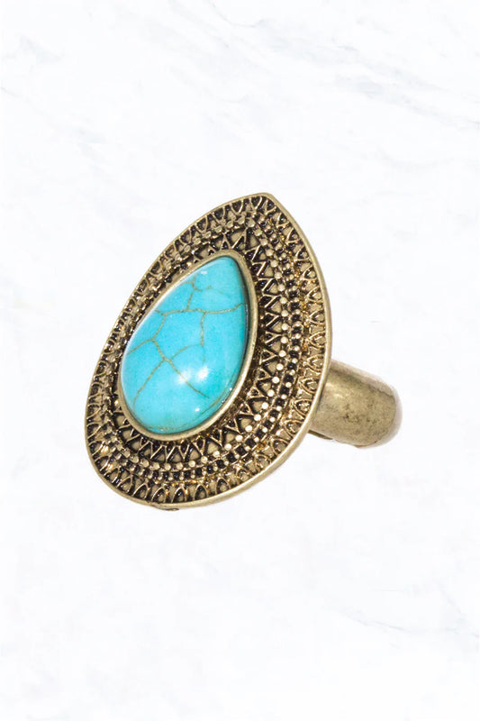 Teardrop Stone Western Ring