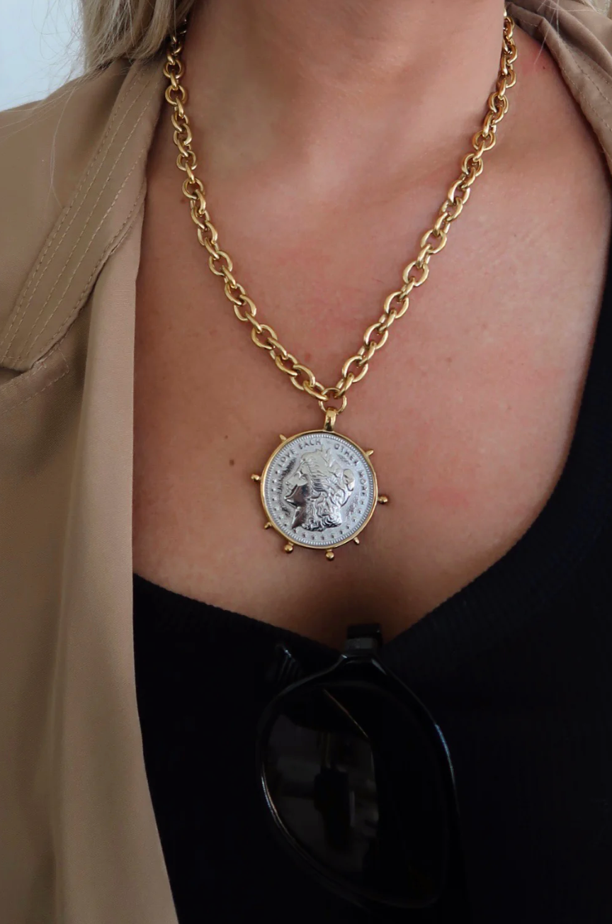 TWO TONED COIN NECKLACE