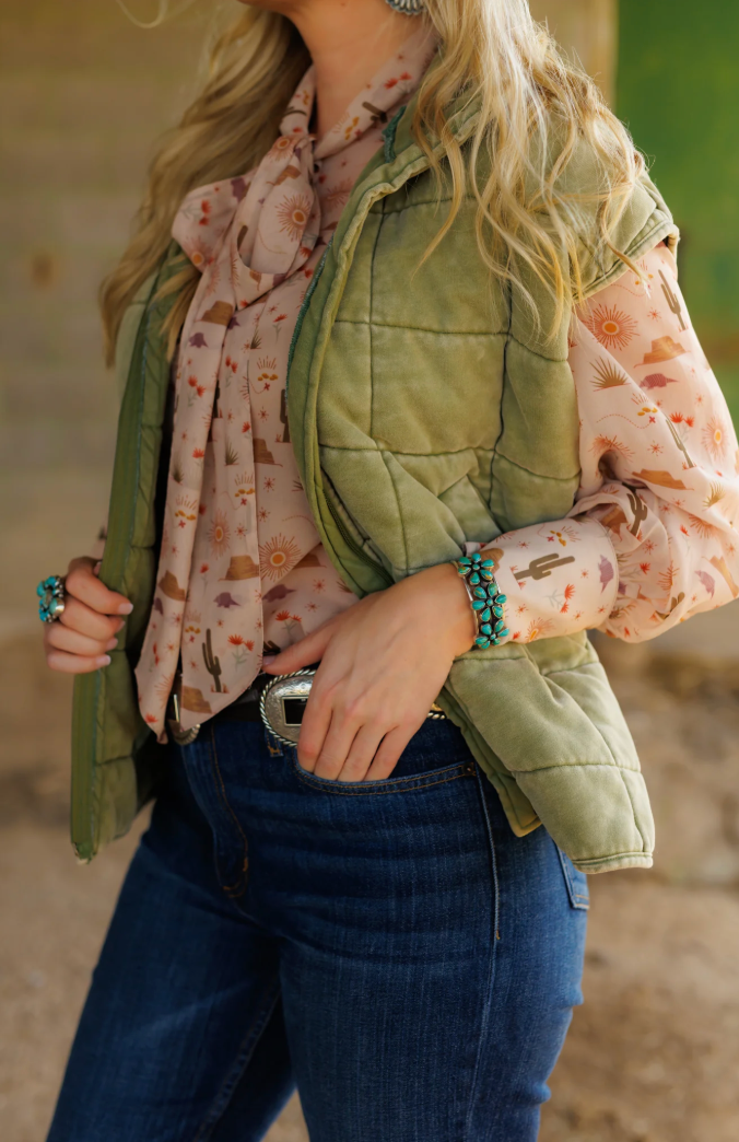 Olive Quilted Vest