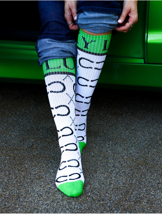 High Maintenance Cowgirl Kelly Green/ White Performance Boot Socks