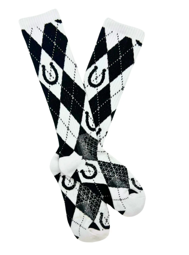 Lucky Argyle Blk/White Performance Boot Socks