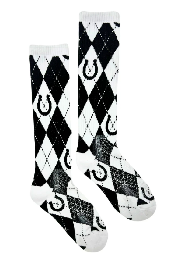 Lucky Argyle Blk/White Performance Boot Socks