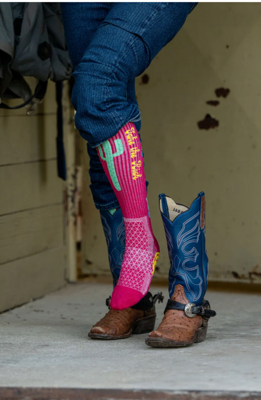 Take the Risk Hot Pink Performance Boot Socks