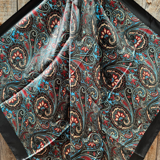 35X35" Black Floral Wild Rag / Scarf WR1023