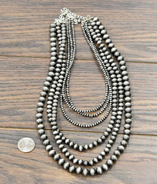 24" Handmade 6-strand Navajo Bead Necklace
